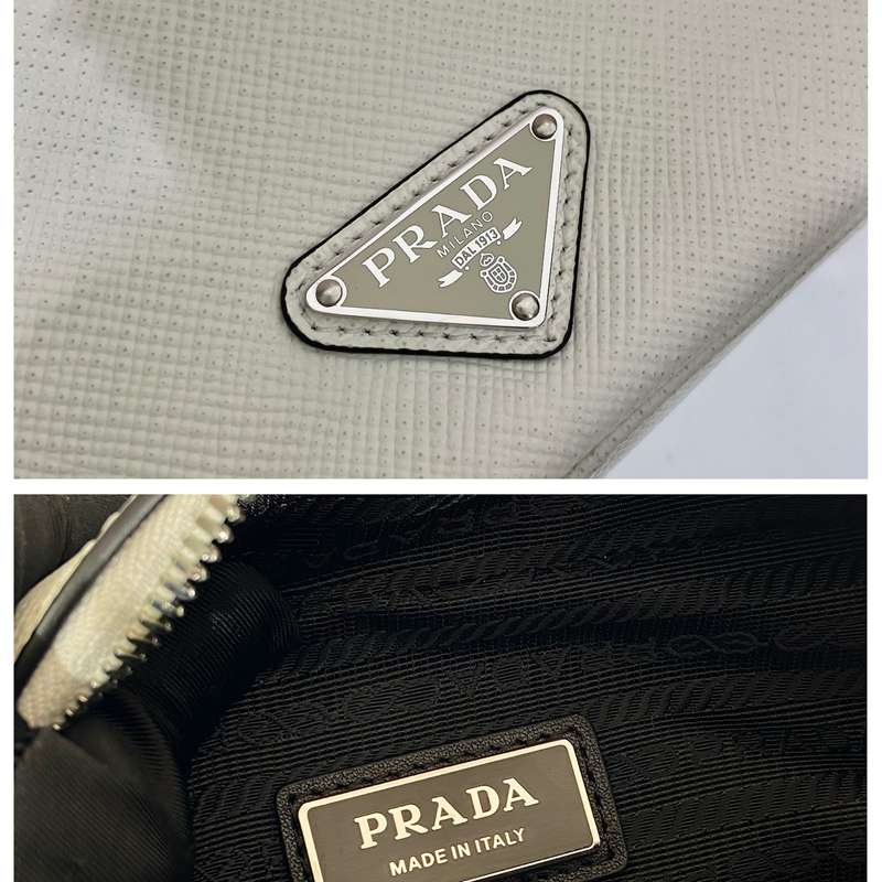 PRADA ショルダーバッグ サフィアーノレザー 刺繍テープ付き メンズ 19×16×5.5cm