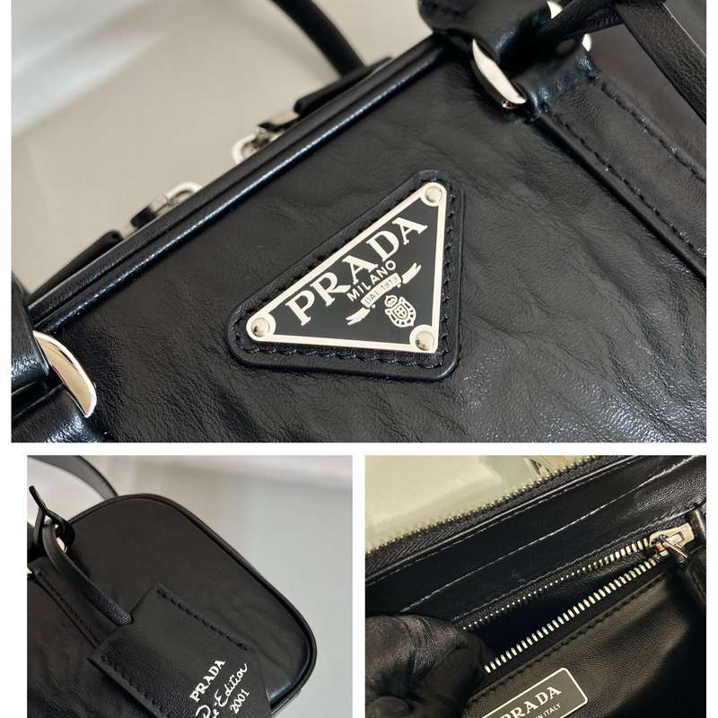 PRADA ボストンバッグ ラムスキン メンズ 24×13.5×7cm