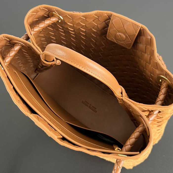 BV ショルダーバッグ スエード ハンドバッグ アンディアーモ 32×25×11cm