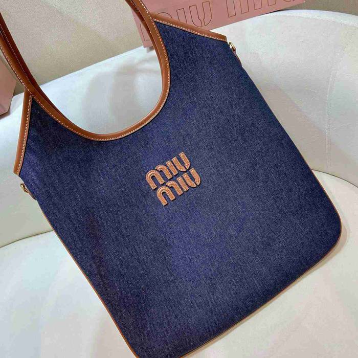 MIUMIU トートバッグ デニム アイビー 40×35×cm