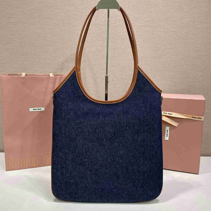 MIUMIU トートバッグ デニム アイビー 40×35×cm