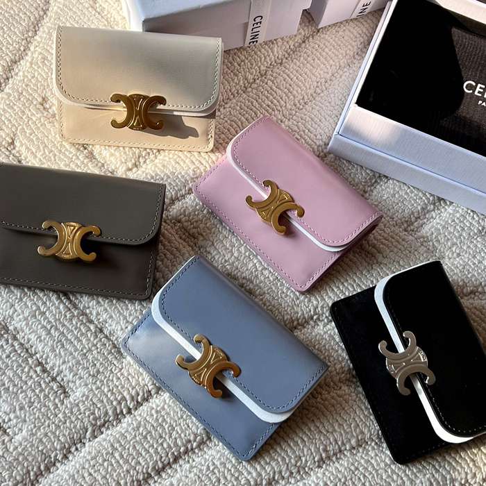 CELINE トリオンフ カードケース カーフレザー レディース 10.5×7×1cm