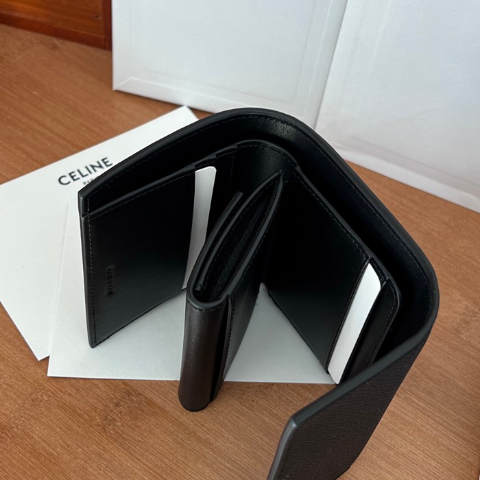 CELINE ショートウォレット カーフレザー レディース 10.5×10×2cm