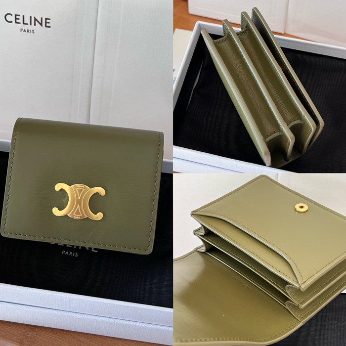 CELINE トリオンフ 名刺入れ カーフレザー レディース 10.5×8×3.5cm