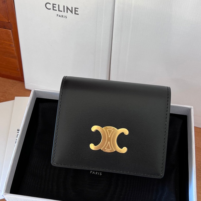 CELINE トリオンフ 名刺入れ カーフレザー レディース 10.5×8×3.5cm