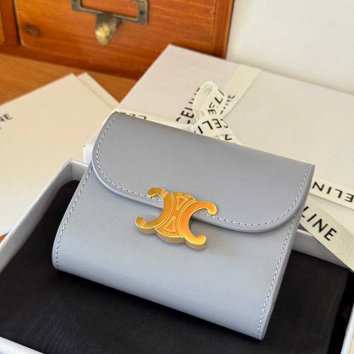 CELINE トリオンフ ショートウォレット カーフレザー レディース 10.5×8.5×4cm