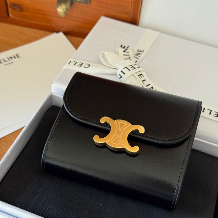 CELINE トリオンフ ショートウォレット カーフレザー レディース 10.5×8.5×4cm