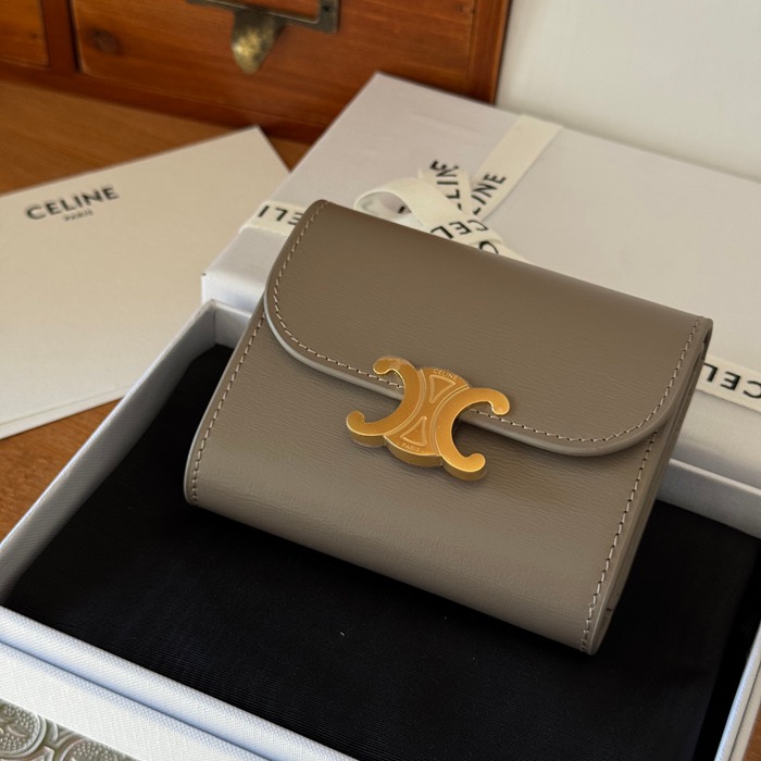CELINE トリオンフ ショートウォレット カーフレザー レディース 10.5×8.5×4cm