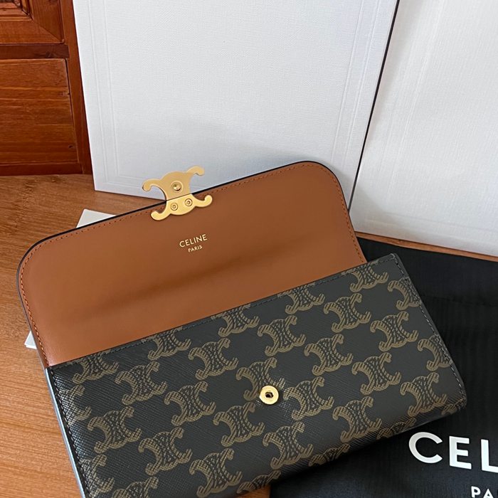 CELINE トリオンフ ロングウォレット カーフレザー レディース 19×10×3cm