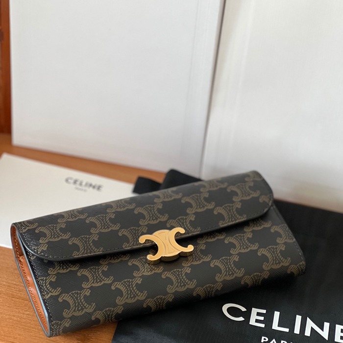CELINE トリオンフ ロングウォレット カーフレザー レディース 19×10×3cm