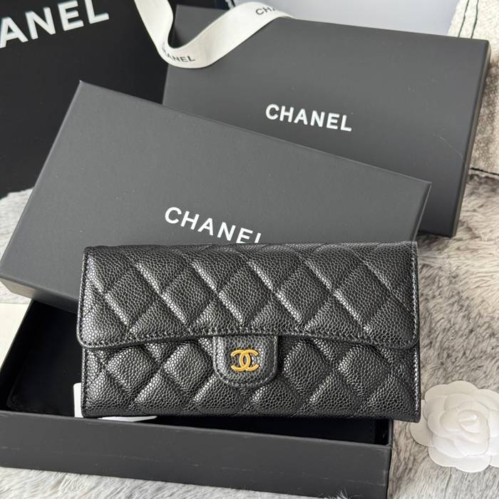 CHANEL CF ロングウォレット カーフレザー レディース 10.5×19×3cm