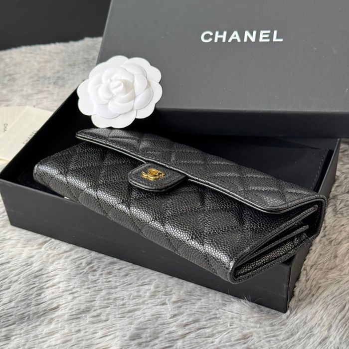 CHANEL CF ロングウォレット カーフレザー レディース 10.5×19×3cm