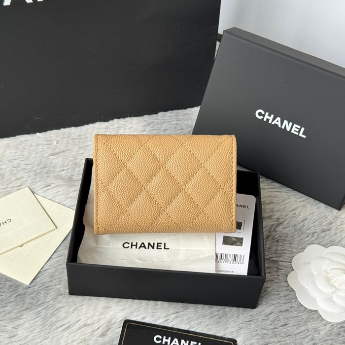 CHANEL 三つ折りカードケース カーフレザー レディース 10.5×7.5×3cm