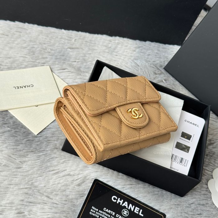 CHANEL 三つ折りカードケース カーフレザー レディース 10.5×7.5×3cm
