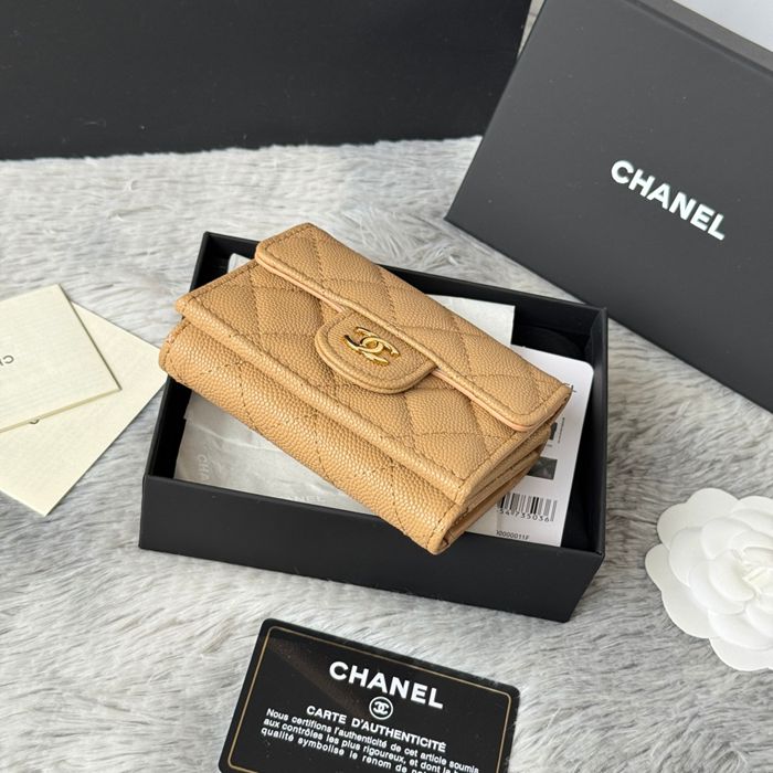 CHANEL 三つ折りカードケース カーフレザー レディース 10.5×7.5×3cm