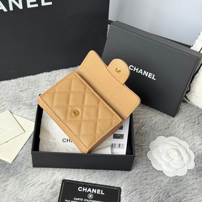 CHANEL 三つ折りカードケース カーフレザー レディース 10.5×7.5×3cm