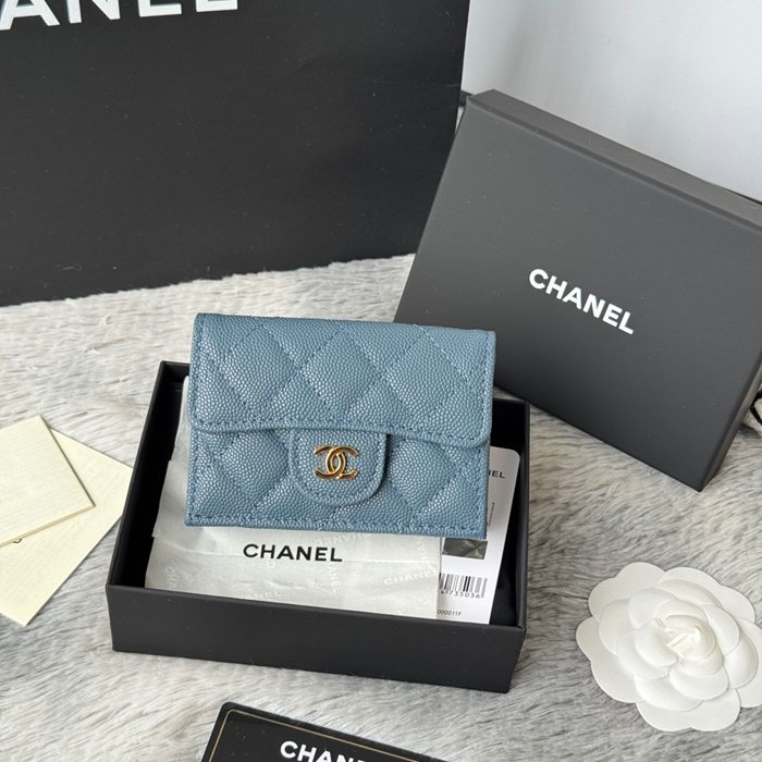 CHANEL 三つ折りカードケース カーフレザー レディース 10.5×7.5×3cm