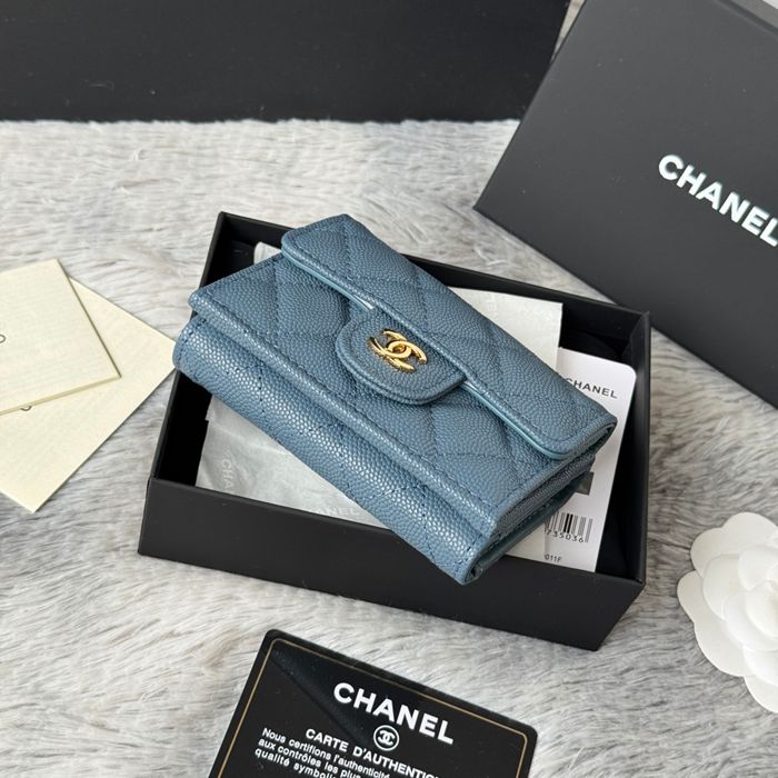 CHANEL 三つ折りカードケース カーフレザー レディース 10.5×7.5×3cm