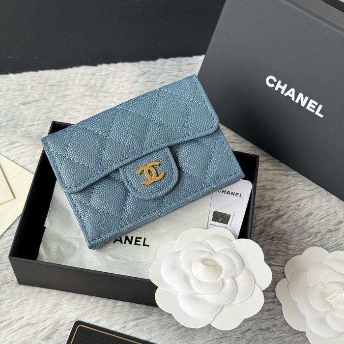 CHANEL 三つ折りカードケース カーフレザー レディース 10.5×7.5×3cm