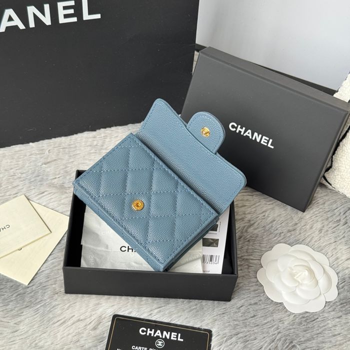 CHANEL 三つ折りカードケース カーフレザー レディース 10.5×7.5×3cm