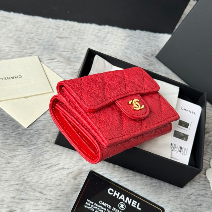 CHANEL 三つ折りカードケース カーフレザー レディース 10.5×7.5×3cm