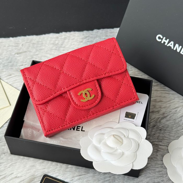 CHANEL 三つ折りカードケース カーフレザー レディース 10.5×7.5×3cm