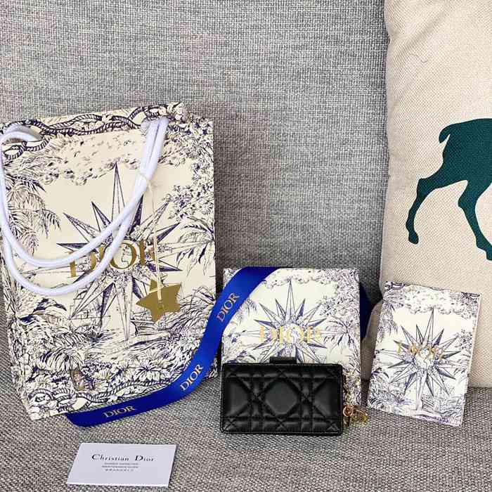 DIOR レディディオール 5スロットカードケース ラムスキン レディース 10.4×7×2cm