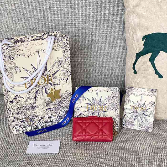 DIOR レディディオール 5スロットカードケース ラムスキン レディース 10.4×7×2cm