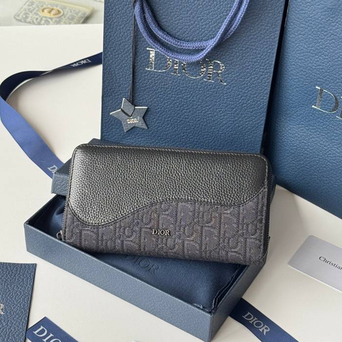 DIOR サドル ジッピーウォレット カーフレザー メンズ 19.8×11cm DIOR サドル ジッピーウォレット カーフレザー メンズ 19.8×11cm