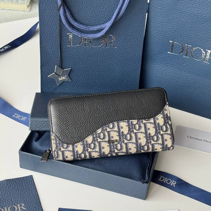 DIOR サドル ジッピーウォレット カーフレザー メンズ 19.8×11cm DIOR サドル ジッピーウォレット カーフレザー メンズ 19.8×11cm