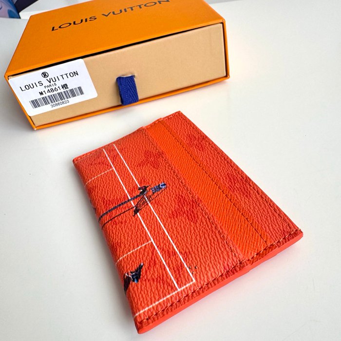 LOUIS VUITTON ダブルカードケース カラードモノグラム キャンバス メンズ 11×7×1.5cm