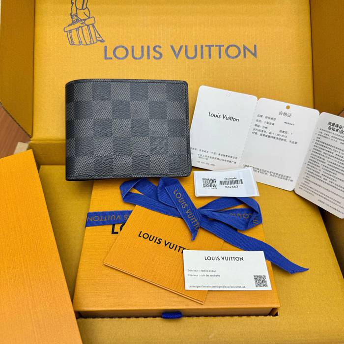 LOUIS VUITTON ミュルティプル ウォレット モノグラム キャンバス メンズ 11.5×9×1.5cm
