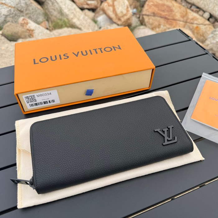 LOUIS VUITTON ジッピー ウォレット LVアエログラム レザー メンズ 21×10×2.5cm