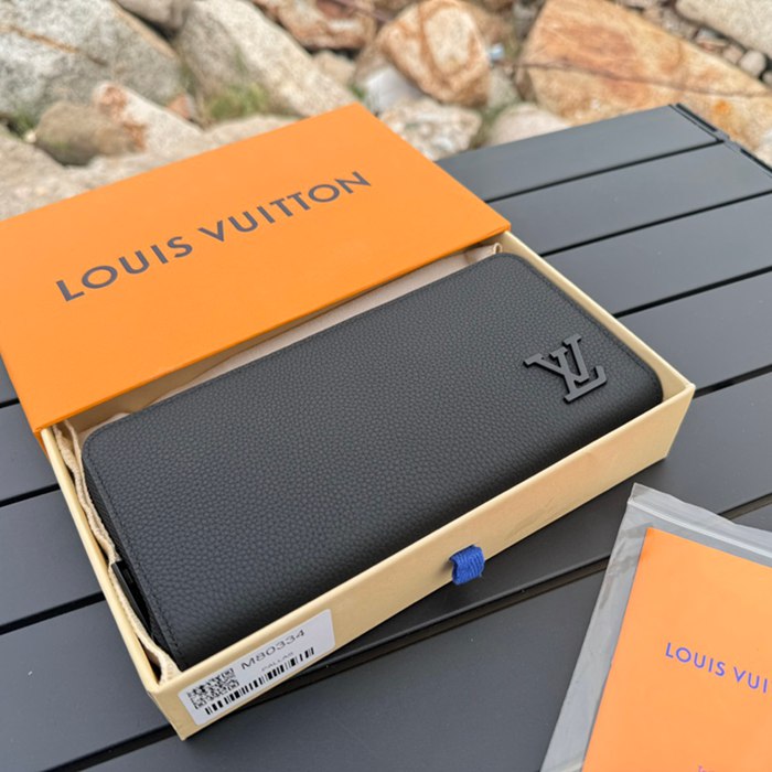 LOUIS VUITTON ジッピー ウォレット LVアエログラム レザー メンズ 21×10×2.5cm