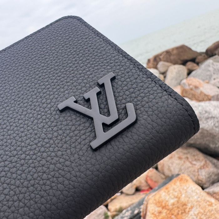 LOUIS VUITTON ジッピー ウォレット LVアエログラム レザー メンズ 21×10×2.5cm