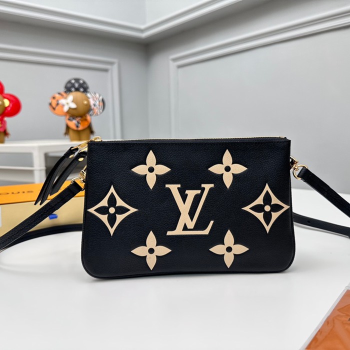 LOUIS VUITTON ダブルジッピー ポシェット モノグラム アンプラント レザー レディース 20×12.5×3cm LOUIS VUITTON ダブルジッピー ポシェット モノグラム アンプラント レザー レディース 20×12.5×3cm