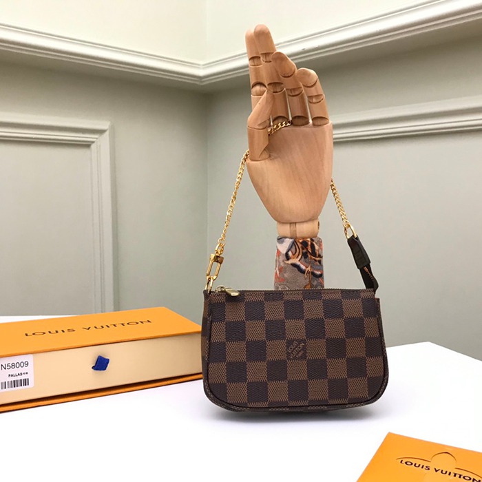 LOUIS VUITTON ミニポシェット アクセサリー ダミエ エベンヌ レディース 15.5×10.5×4cm LOUIS VUITTON ミニポシェット アクセサリー ダミエ エベンヌ レディース 15.5×10.5×4cm