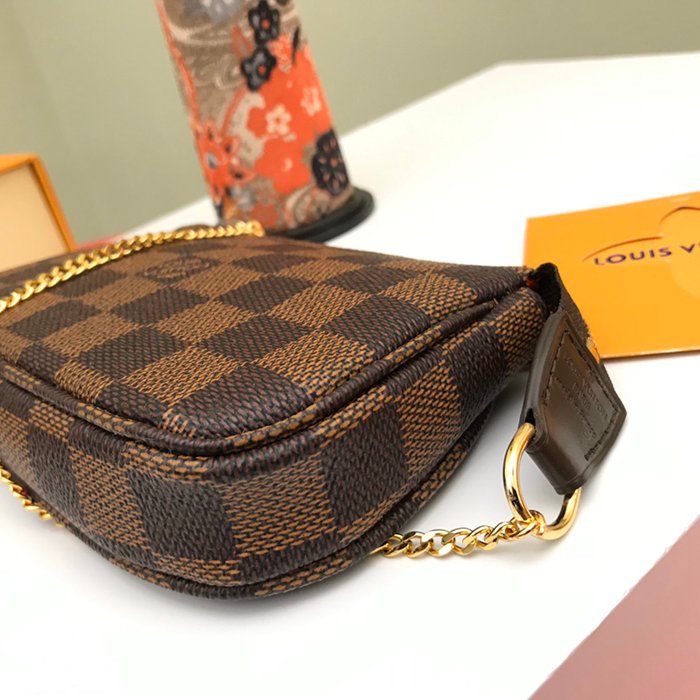 LOUIS VUITTON ミニポシェット アクセサリー ダミエ エベンヌ レディース 15.5×10.5×4cm