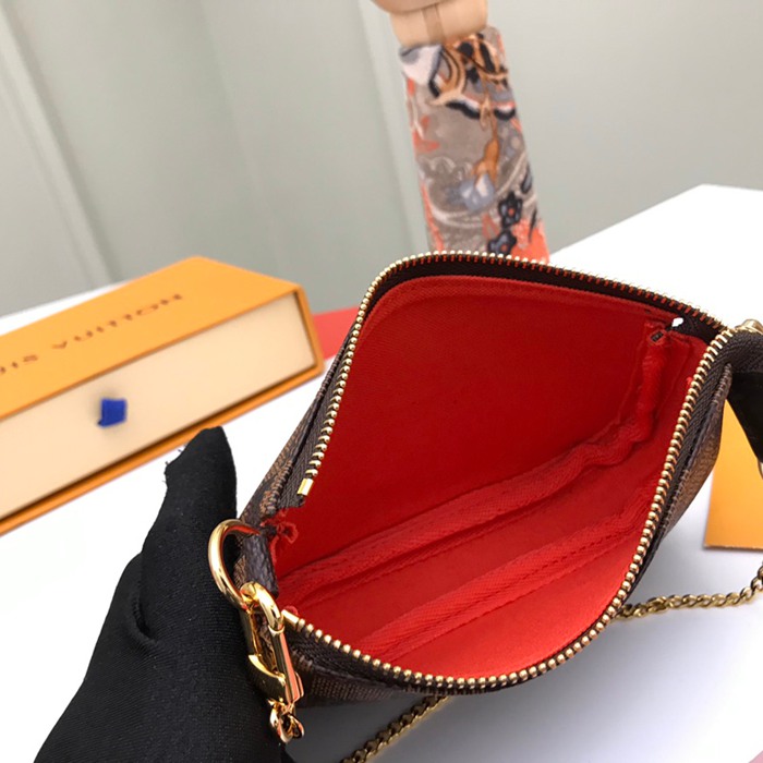 LOUIS VUITTON ミニポシェット アクセサリー ダミエ エベンヌ レディース 15.5×10.5×4cm