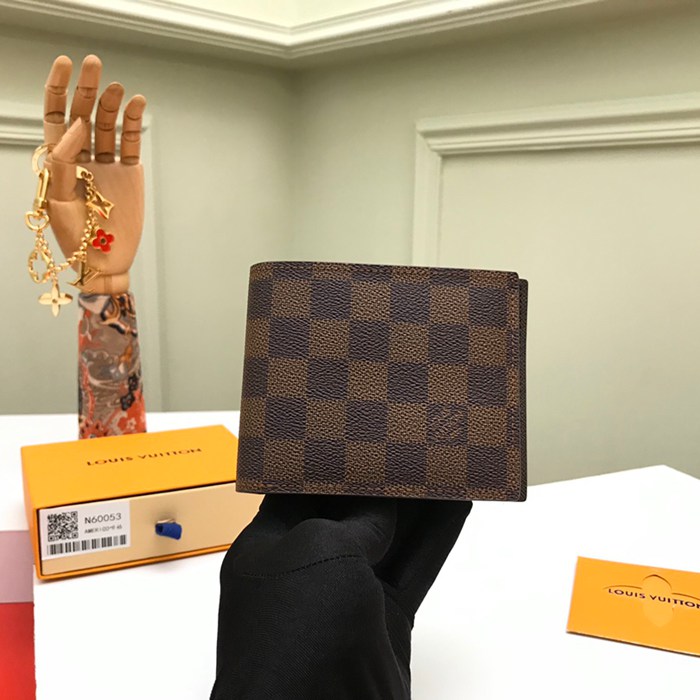 LOUIS VUITTON アメリゴ ウォレット ダミエ エベンヌ メンズ 11.5×9.5cm LOUIS VUITTON アメリゴ ウォレット ダミエ エベンヌ メンズ 11.5×9.5cm