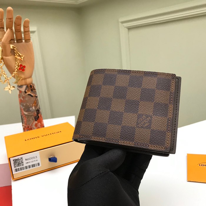 LOUIS VUITTON アメリゴ ウォレット ダミエ エベンヌ メンズ 11.5×9.5cm