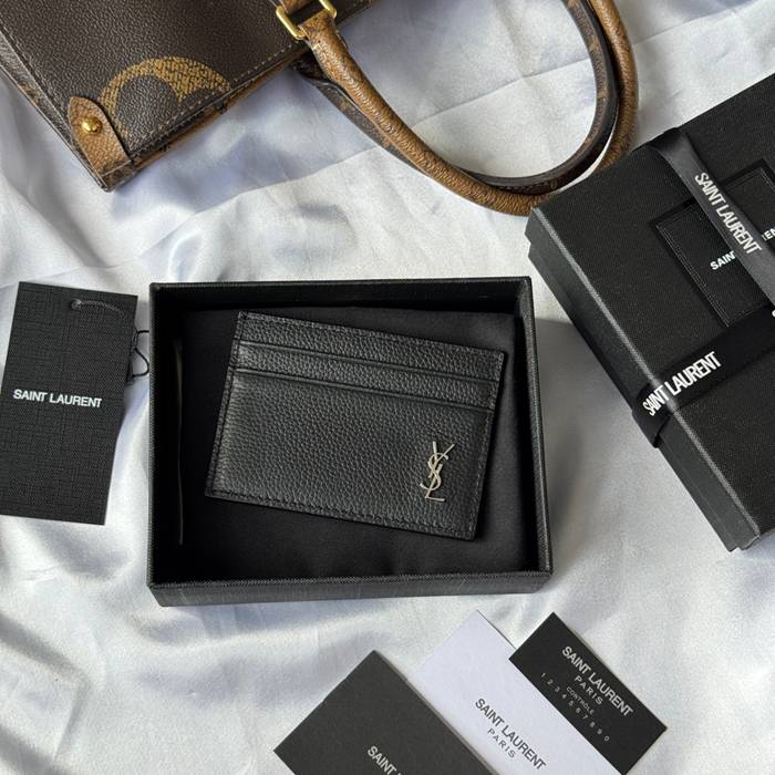 YSL カードケース カーフレザー レディース 10×7.5×0.5cm