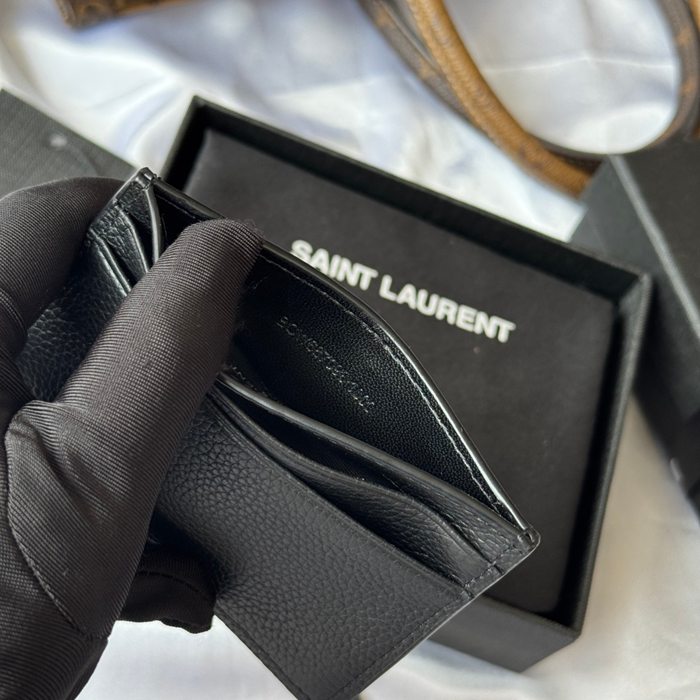 YSL カードケース カーフレザー レディース 10×7.5×0.5cm