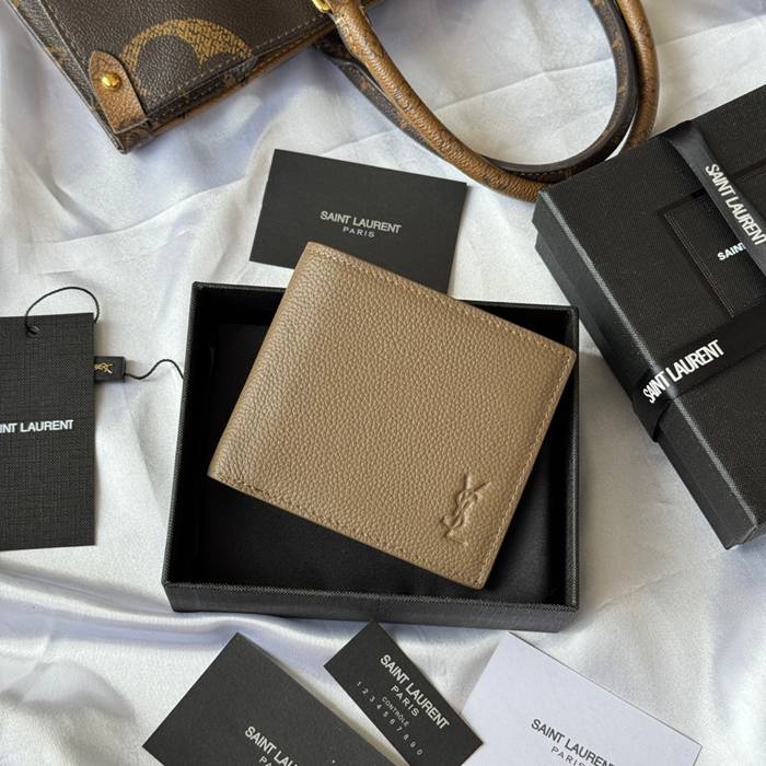 YSL 二つ折り財布 カーフレザー メンズ 11×9.5×2.5cm YSL 二つ折り財布 カーフレザー メンズ 11×9.5×2.5cm