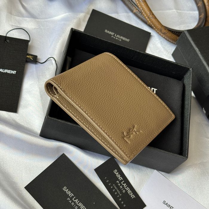 YSL 二つ折り財布 カーフレザー メンズ 11×9.5×2.5cm