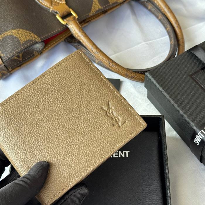 YSL 二つ折り財布 カーフレザー メンズ 11×9.5×2.5cm