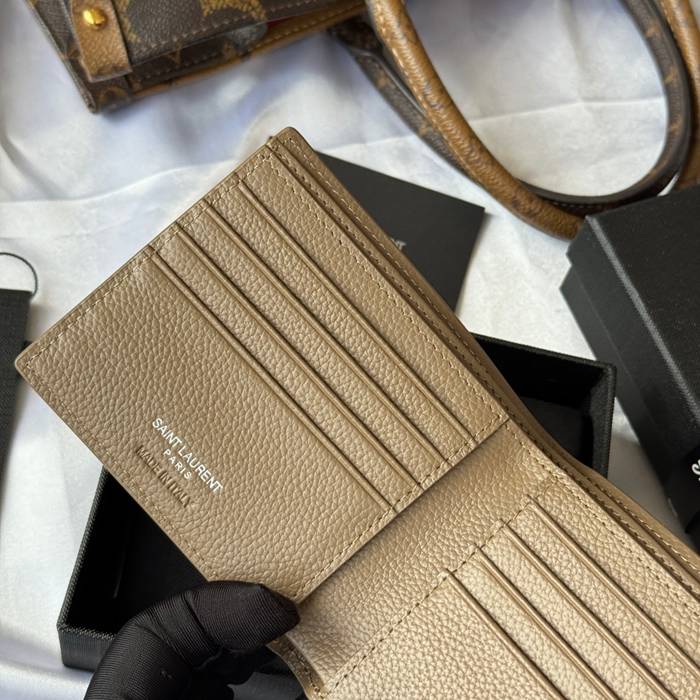 YSL 二つ折り財布 カーフレザー メンズ 11×9.5×2.5cm