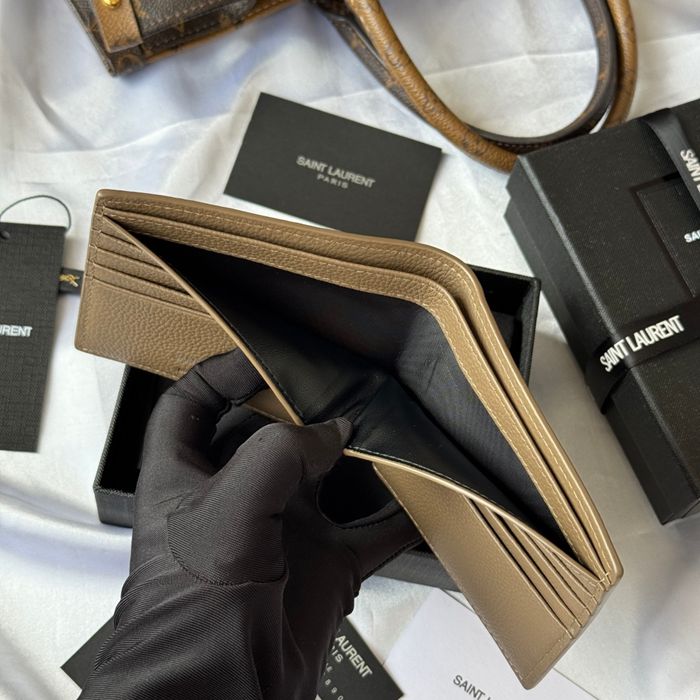 YSL 二つ折り財布 カーフレザー メンズ 11×9.5×2.5cm