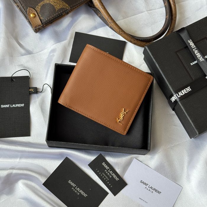 YSL 二つ折り財布 カーフレザー メンズ 11×9.5×2.5cm YSL 二つ折り財布 カーフレザー メンズ 11×9.5×2.5cm