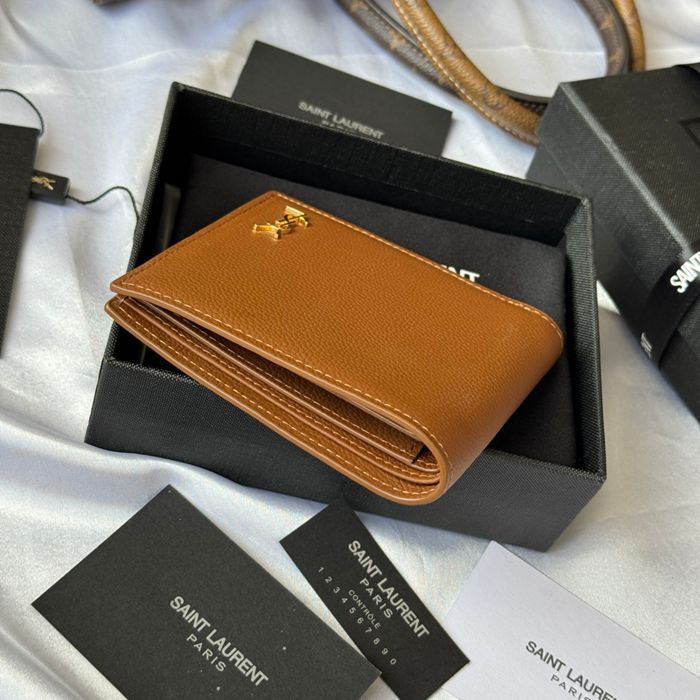 YSL 二つ折り財布 カーフレザー メンズ 11×9.5×2.5cm